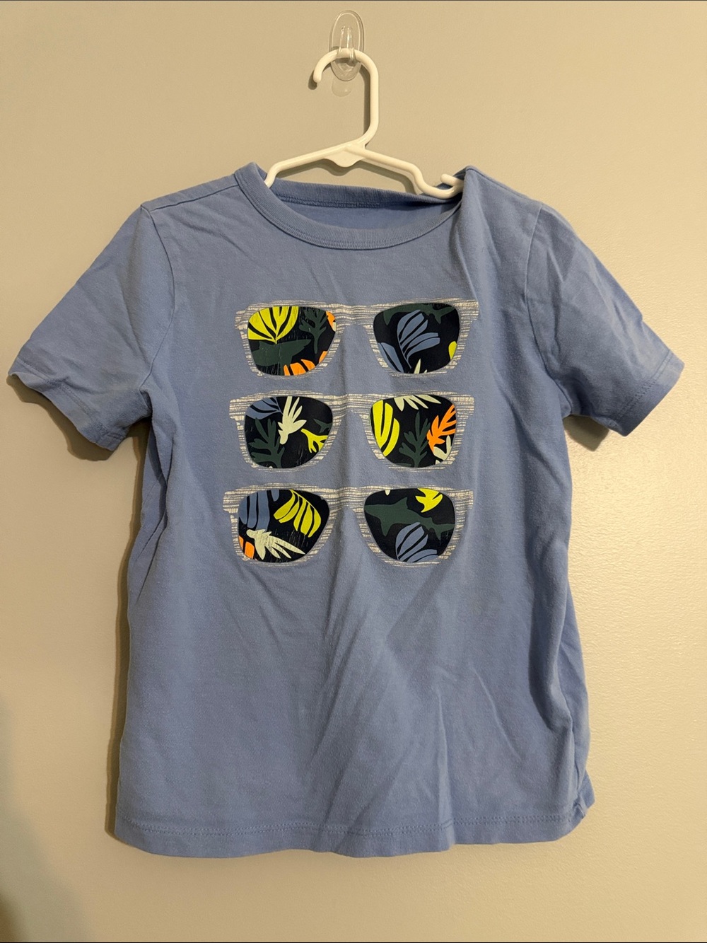 GAP Light Blue Sunglasses Graphic Tee with Tropical Print